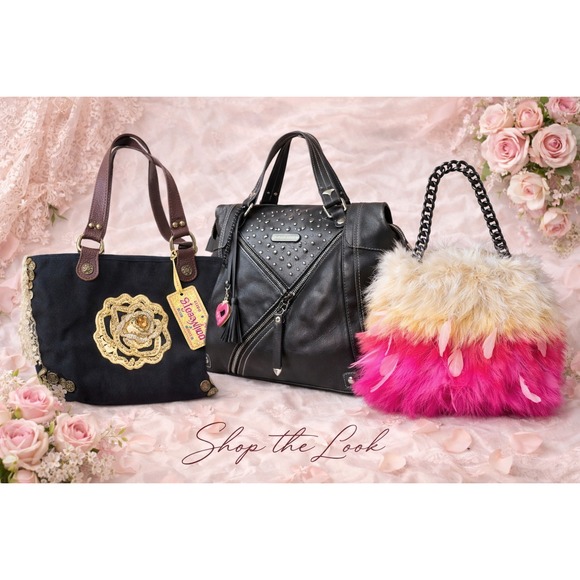 Betsey Johnson Y2K Feather Bag Pink Ombré Gunmetal Chain Glam Rock Princess - Picture 13 of 13